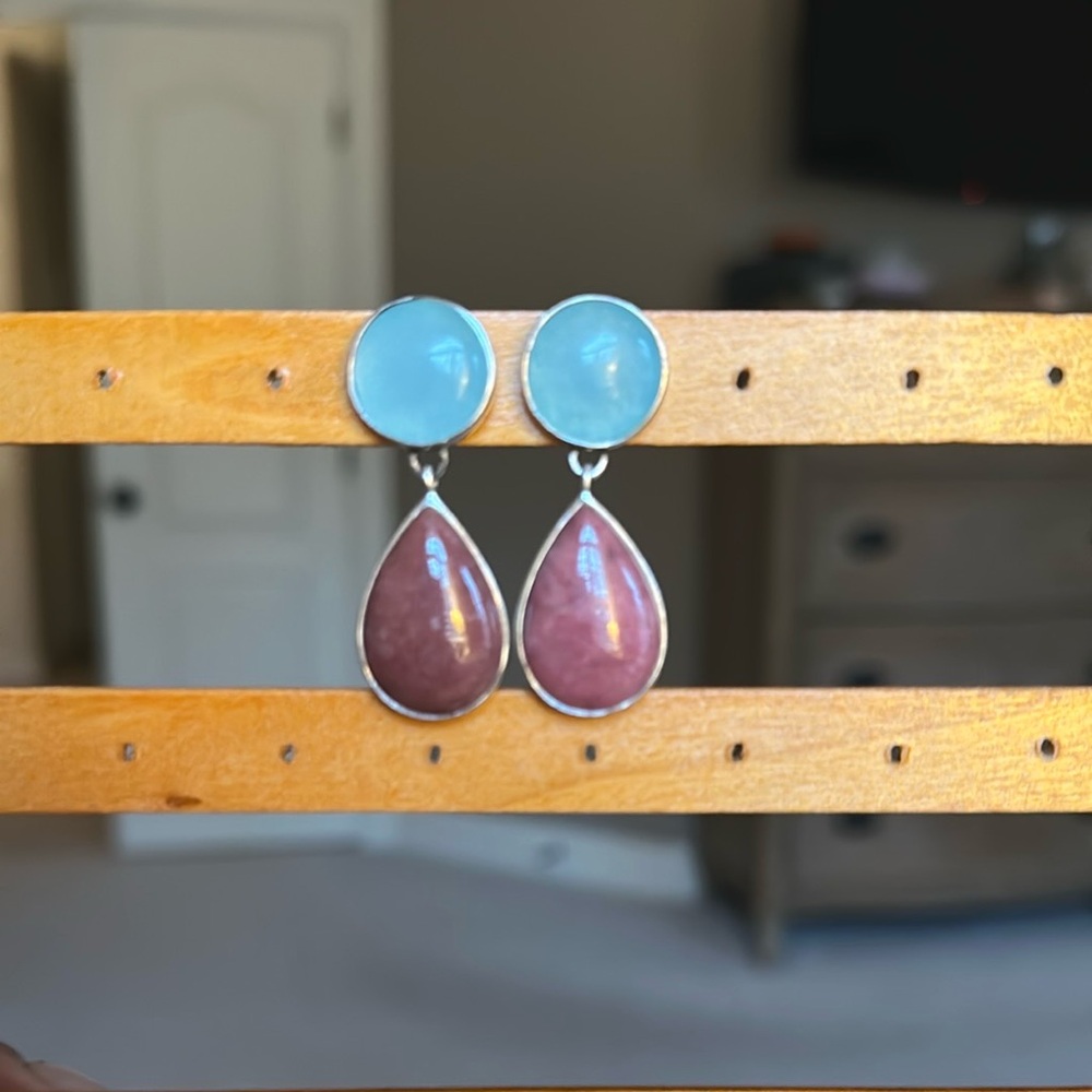 Tous Blue and Pink Drop Earrings